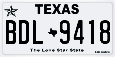 TX license plate BDL9418