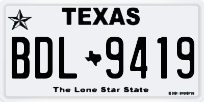 TX license plate BDL9419