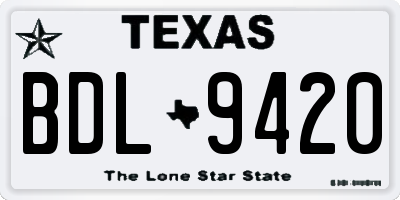 TX license plate BDL9420