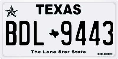 TX license plate BDL9443