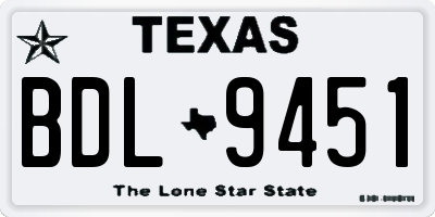 TX license plate BDL9451