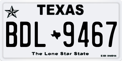 TX license plate BDL9467