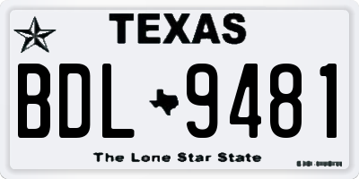 TX license plate BDL9481