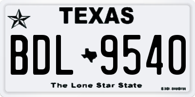 TX license plate BDL9540