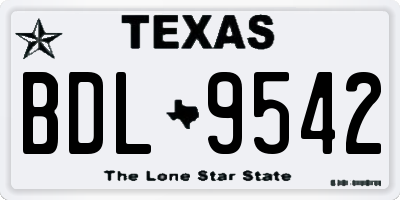 TX license plate BDL9542