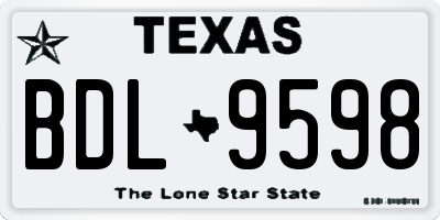 TX license plate BDL9598