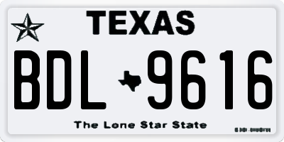 TX license plate BDL9616