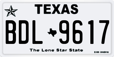 TX license plate BDL9617