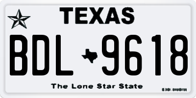 TX license plate BDL9618