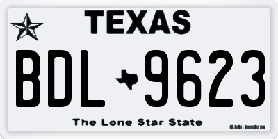 TX license plate BDL9623