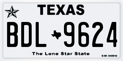 TX license plate BDL9624