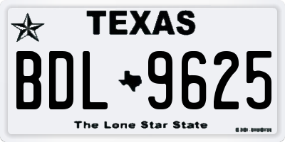 TX license plate BDL9625