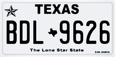 TX license plate BDL9626