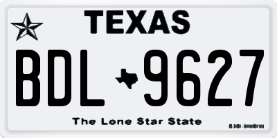 TX license plate BDL9627