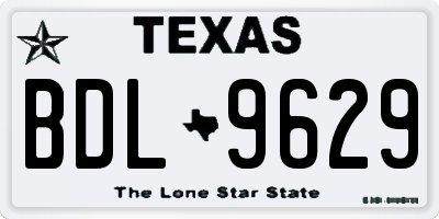 TX license plate BDL9629