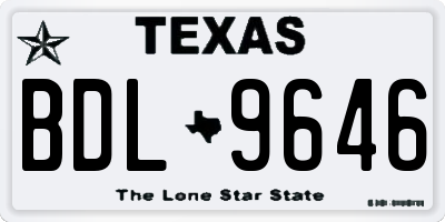TX license plate BDL9646