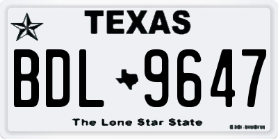 TX license plate BDL9647