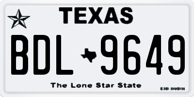 TX license plate BDL9649