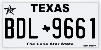 TX license plate BDL9661