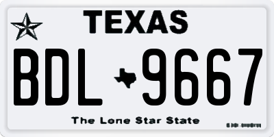 TX license plate BDL9667