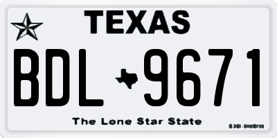 TX license plate BDL9671