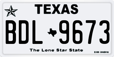 TX license plate BDL9673