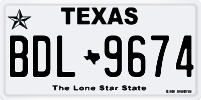 TX license plate BDL9674