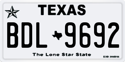 TX license plate BDL9692