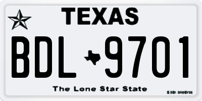 TX license plate BDL9701