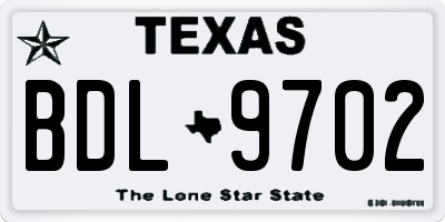 TX license plate BDL9702