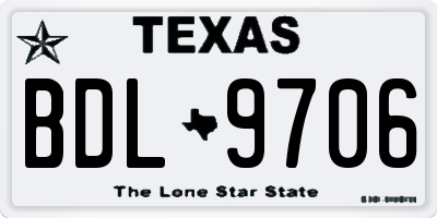 TX license plate BDL9706