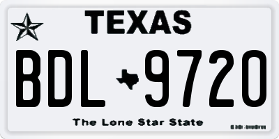 TX license plate BDL9720