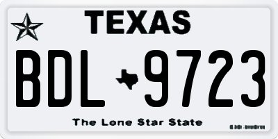 TX license plate BDL9723