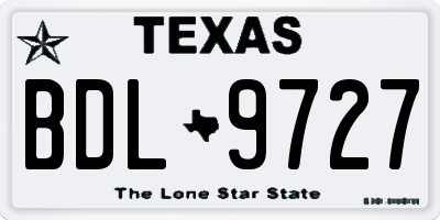 TX license plate BDL9727