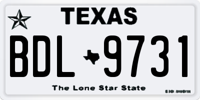 TX license plate BDL9731