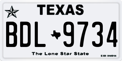 TX license plate BDL9734