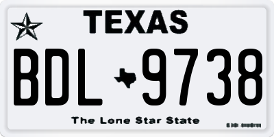 TX license plate BDL9738