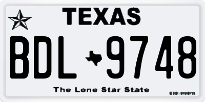 TX license plate BDL9748