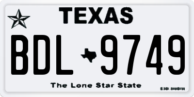 TX license plate BDL9749