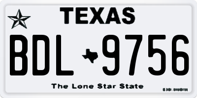 TX license plate BDL9756