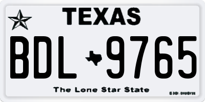 TX license plate BDL9765