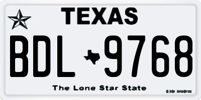 TX license plate BDL9768