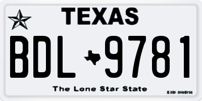TX license plate BDL9781