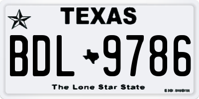 TX license plate BDL9786