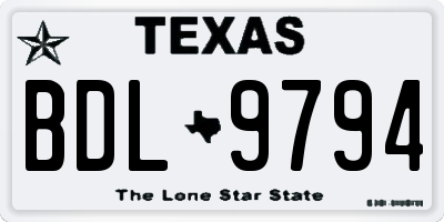 TX license plate BDL9794