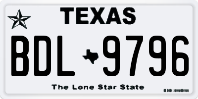 TX license plate BDL9796