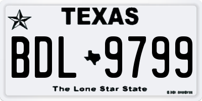 TX license plate BDL9799