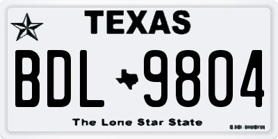 TX license plate BDL9804