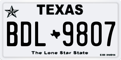 TX license plate BDL9807