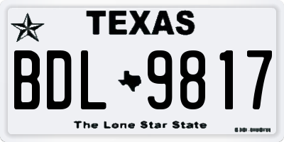 TX license plate BDL9817